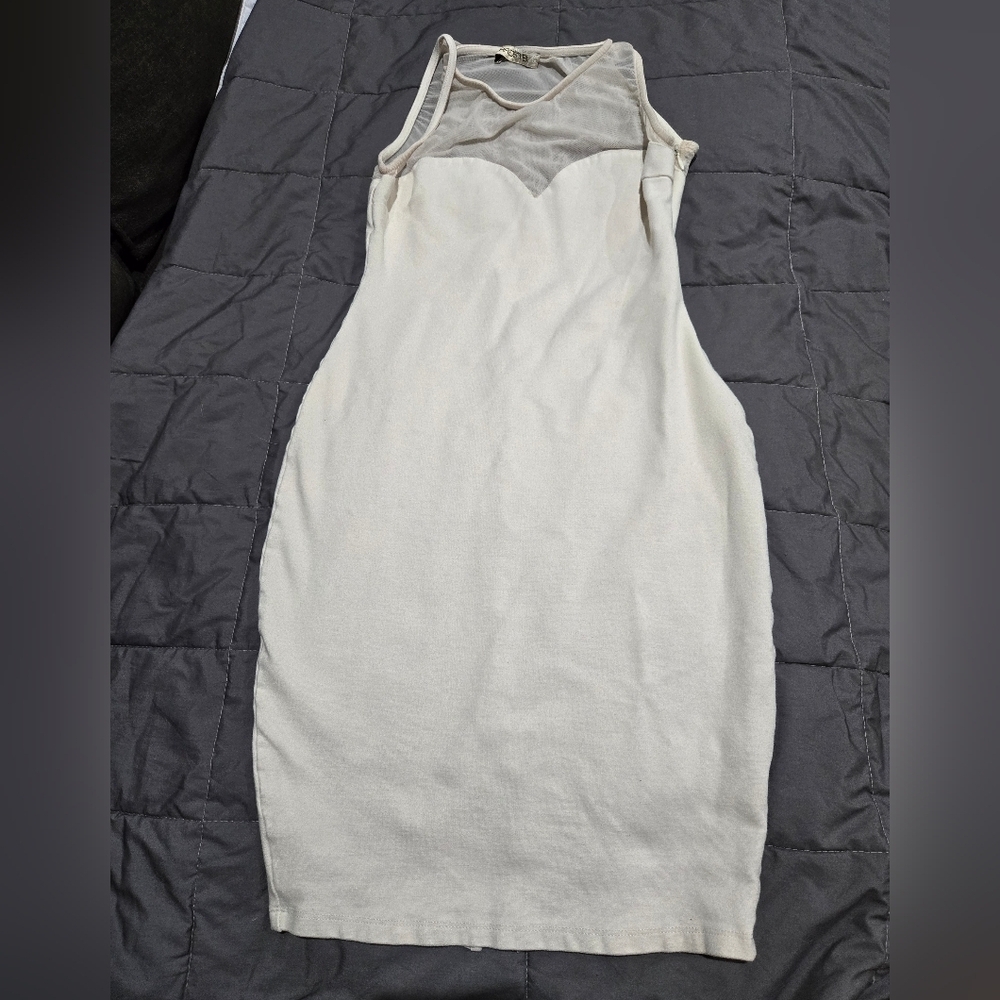 Arden B Ivory Mesh Detail Midi Dress Size XS